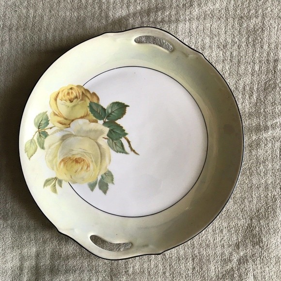 Z.S.&C. German Porcelain Cake Dish Yellow Rose Handles PreOwned - Picture 9 of 16